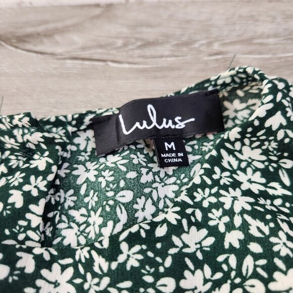Lulus Green Floral Print Blooming Darlin Ruffled Mini Dress Womens Size M - Picture 6 of 15